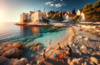 Familienurlaub in Kroatien, Strand nähe der Stadt